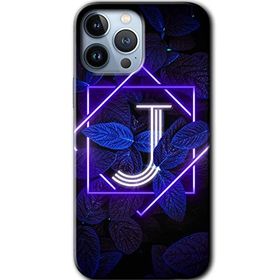Apple iPhone 11 Pro Max Dark Neon Yaprak J Harfi Baskılı Uyumlu Silikon Kılıf