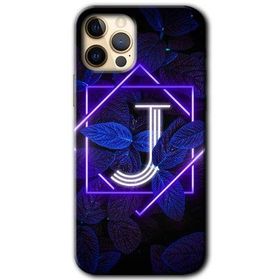 Apple iPhone 11 Pro Max Dark Neon Yaprak J Harfi Baskılı Uyumlu Silikon Kılıf