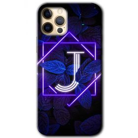 Apple iPhone 11 Pro Max Dark Neon Yaprak J Harfi Baskılı Uyumlu Silikon Kılıf