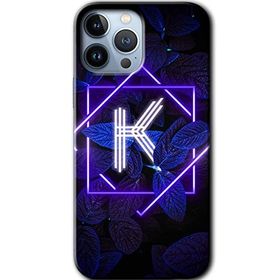 Apple iPhone 11 Pro Max Dark Neon Yaprak K Harfi Baskılı Uyumlu Silikon Kılıf