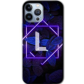 Apple iPhone 11 Pro Max Dark Neon Yaprak L Harfi Baskılı Uyumlu Silikon Kılıf