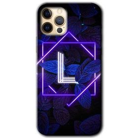 Apple iPhone 11 Pro Max Dark Neon Yaprak L Harfi Baskılı Uyumlu Silikon Kılıf
