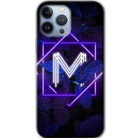 Apple iPhone 11 Pro Max Dark Neon Yaprak M Harfi Baskılı Uyumlu Silikon Kılıf