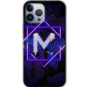 Apple iPhone 11 Pro Max Dark Neon Yaprak M Harfi Baskılı Uyumlu Silikon Kılıf