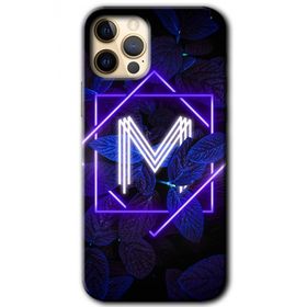 Apple iPhone 11 Pro Max Dark Neon Yaprak M Harfi Baskılı Uyumlu Silikon Kılıf