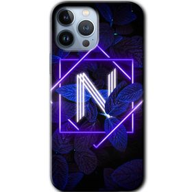 Apple iPhone 11 Pro Max Dark Neon Yaprak N Harfi Baskılı Uyumlu Silikon Kılıf