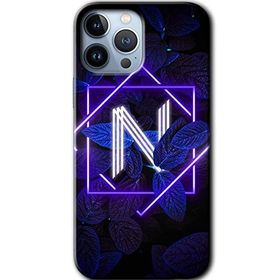 Apple iPhone 11 Pro Max Dark Neon Yaprak N Harfi Baskılı Uyumlu Silikon Kılıf