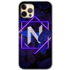 Apple iPhone 11 Pro Max Dark Neon Yaprak N Harfi Baskılı Uyumlu Silikon Kılıf