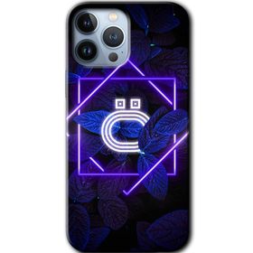 Apple iPhone 11 Pro Max Dark Neon Yaprak O Harfi Baskılı Uyumlu Silikon Kılıf