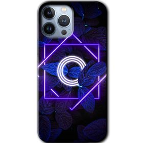 Apple iPhone 11 Pro Max Dark Neon Yaprak O Harfi Baskılı Uyumlu Silikon Kılıf