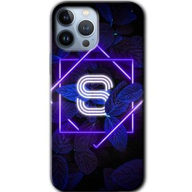 Apple iPhone 11 Pro Max Dark Neon Yaprak S Harfi Baskılı Uyumlu Silikon Kılıf