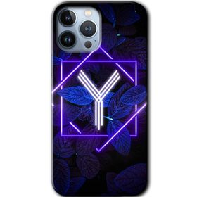 Apple iPhone 11 Pro Max Dark Neon Yaprak Y Harfi Baskılı Uyumlu Silikon Kılıf