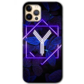 Apple iPhone 11 Pro Max Dark Neon Yaprak Y Harfi Baskılı Uyumlu Silikon Kılıf