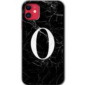 Apple iPhone 11 Siyah Mermer Desenli Ö Harfi Baskılı Uyumlu Silikon Kılıf
