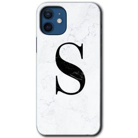 Apple iPhone 12 Beyaz Mermer Desenli Ş Harfi Baskılı Uyumlu Silikon Kılıf