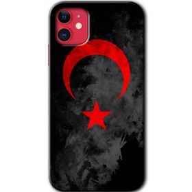 Apple iPhone 12 Black Ayyıldız Baskılı Uyumlu Silikon Kılıf