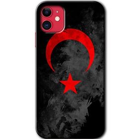 Apple iPhone 12 Black Ayyıldız Baskılı Uyumlu Silikon Kılıf