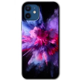 Apple iPhone 12 Color Splash Purple Baskılı Uyumlu Silikon Kılıf