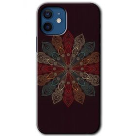 Apple iPhone 12 Mandala Flower Wal Baskılı Uyumlu Silikon Kılıf