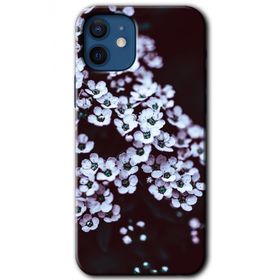 Apple iPhone 12 Mini Beyaz Çiçek Baskılı Uyumlu Silikon Kılıf