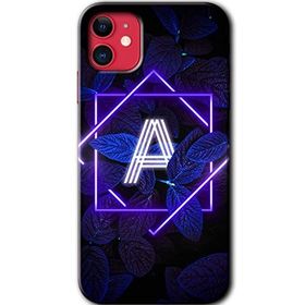 Apple iPhone 12 Mini Dark Neon Yaprak A Harfi Baskılı Uyumlu Silikon Kılıf