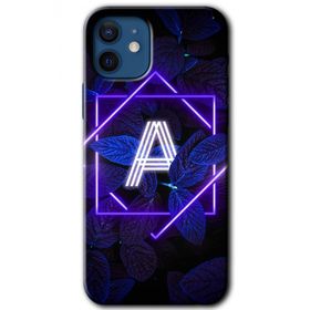 Apple iPhone 12 Mini Dark Neon Yaprak A Harfi Baskılı Uyumlu Silikon Kılıf