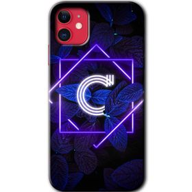 Apple iPhone 12 Mini Dark Neon Yaprak C Harfi Baskılı Uyumlu Silikon Kılıf