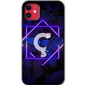 Apple iPhone 12 Mini Dark Neon Yaprak C Harfi Baskılı Uyumlu Silikon Kılıf