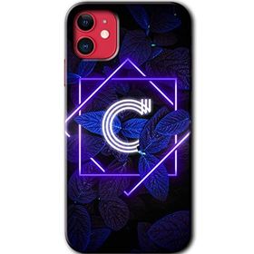 Apple iPhone 12 Mini Dark Neon Yaprak C Harfi Baskılı Uyumlu Silikon Kılıf