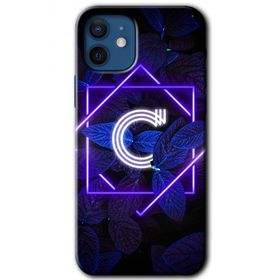 Apple iPhone 12 Mini Dark Neon Yaprak C Harfi Baskılı Uyumlu Silikon Kılıf