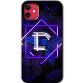 Apple iPhone 12 Mini Dark Neon Yaprak D Harfi Baskılı Uyumlu Silikon Kılıf