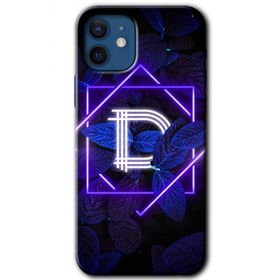 Apple iPhone 12 Mini Dark Neon Yaprak D Harfi Baskılı Uyumlu Silikon Kılıf