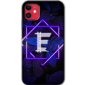 Apple iPhone 12 Mini Dark Neon Yaprak E Harfi Baskılı Uyumlu Silikon Kılıf