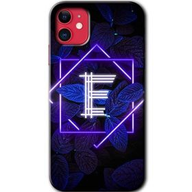 Apple iPhone 12 Mini Dark Neon Yaprak E Harfi Baskılı Uyumlu Silikon Kılıf