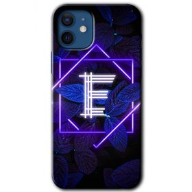 Apple iPhone 12 Mini Dark Neon Yaprak E Harfi Baskılı Uyumlu Silikon Kılıf