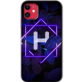 Apple iPhone 12 Mini Dark Neon Yaprak H Harfi Baskılı Uyumlu Silikon Kılıf