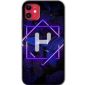 Apple iPhone 12 Mini Dark Neon Yaprak H Harfi Baskılı Uyumlu Silikon Kılıf