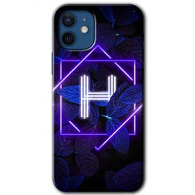 Apple iPhone 12 Mini Dark Neon Yaprak H Harfi Baskılı Uyumlu Silikon Kılıf