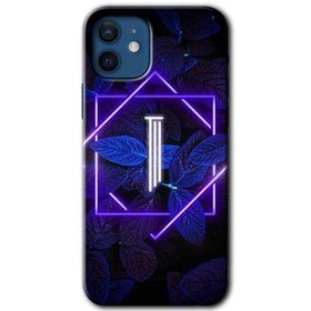 Apple iPhone 12 Mini Dark Neon Yaprak I Harfi Baskılı Uyumlu Silikon Kılıf