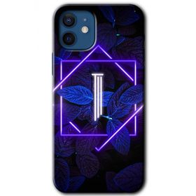Apple iPhone 12 Mini Dark Neon Yaprak I Harfi Baskılı Uyumlu Silikon Kılıf