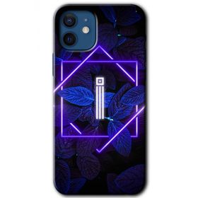 Apple iPhone 12 Mini Dark Neon Yaprak I Harfi Baskılı Uyumlu Silikon Kılıf
