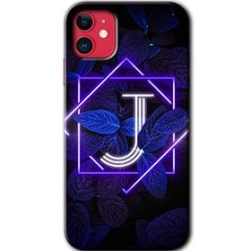 Apple iPhone 12 Mini Dark Neon Yaprak J Harfi Baskılı Uyumlu Silikon Kılıf
