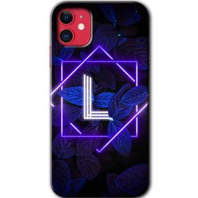 Apple iPhone 12 Mini Dark Neon Yaprak L Harfi Baskılı Uyumlu Silikon Kılıf