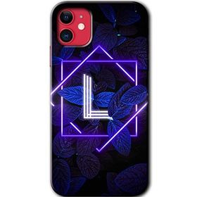 Apple iPhone 12 Mini Dark Neon Yaprak L Harfi Baskılı Uyumlu Silikon Kılıf