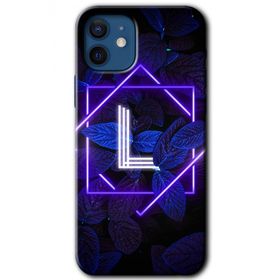Apple iPhone 12 Mini Dark Neon Yaprak L Harfi Baskılı Uyumlu Silikon Kılıf