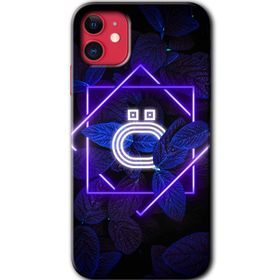 Apple iPhone 12 Mini Dark Neon Yaprak O Harfi Baskılı Uyumlu Silikon Kılıf