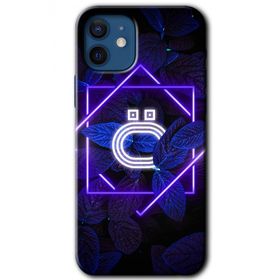 Apple iPhone 12 Mini Dark Neon Yaprak O Harfi Baskılı Uyumlu Silikon Kılıf
