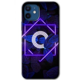 Apple iPhone 12 Mini Dark Neon Yaprak O Harfi Baskılı Uyumlu Silikon Kılıf