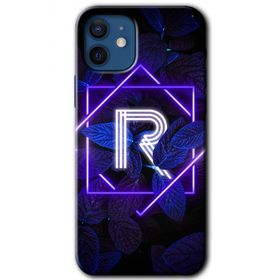 Apple iPhone 12 Mini Dark Neon Yaprak R Harfi Baskılı Uyumlu Silikon Kılıf