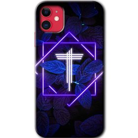 Apple iPhone 12 Mini Dark Neon Yaprak T Harfi Baskılı Uyumlu Silikon Kılıf